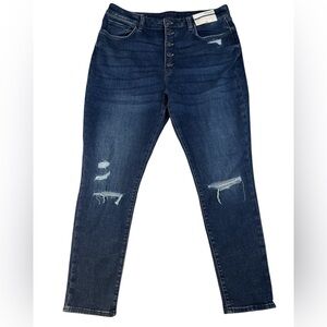 Arizona Jean Co Womens 19 Hi Rise Skinny Jeans Dark Wash Distressed Stretch NWT